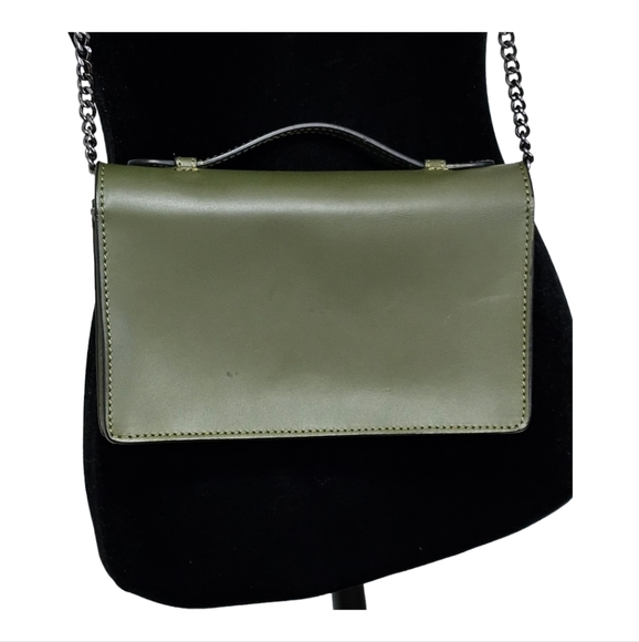 VERA PELLE Crossbody/Handbag Olive Green with Chain - Picture 2 of 12
